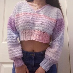 Handmade Crochet Ombré Cropped Sweater